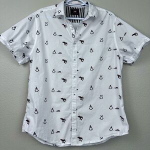 Denim & Flower Christmas Penguin Shirt, Size L 100% cotton